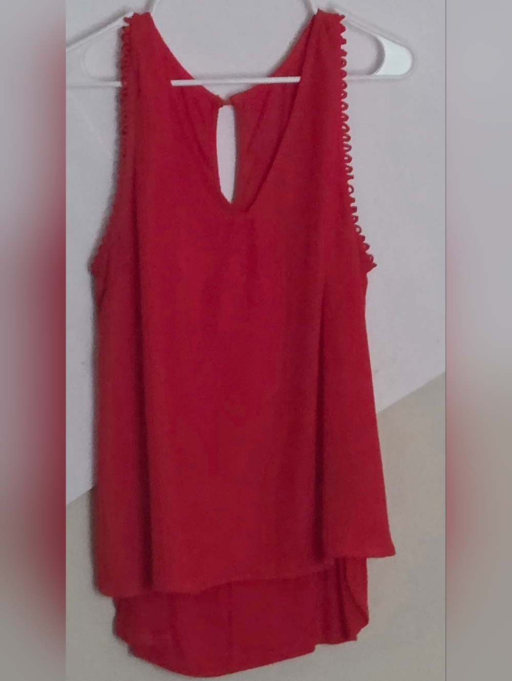 Red-Orange Sleeveless High-Low Blouse (Sz. XL)